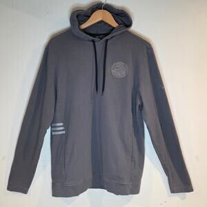 Grey Adidas Pullover Hoodie Arm & Hammer Patch Pockets Mens Large